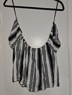 Forever 21 Black & White Striped Off-Shoulder Blouse